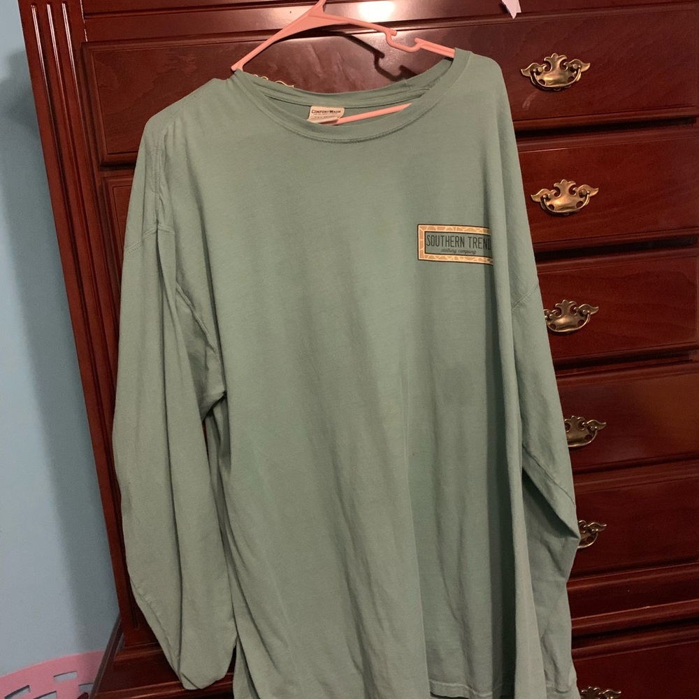 Southern trend olive green long sleeve shirt - Picture 3 of 4